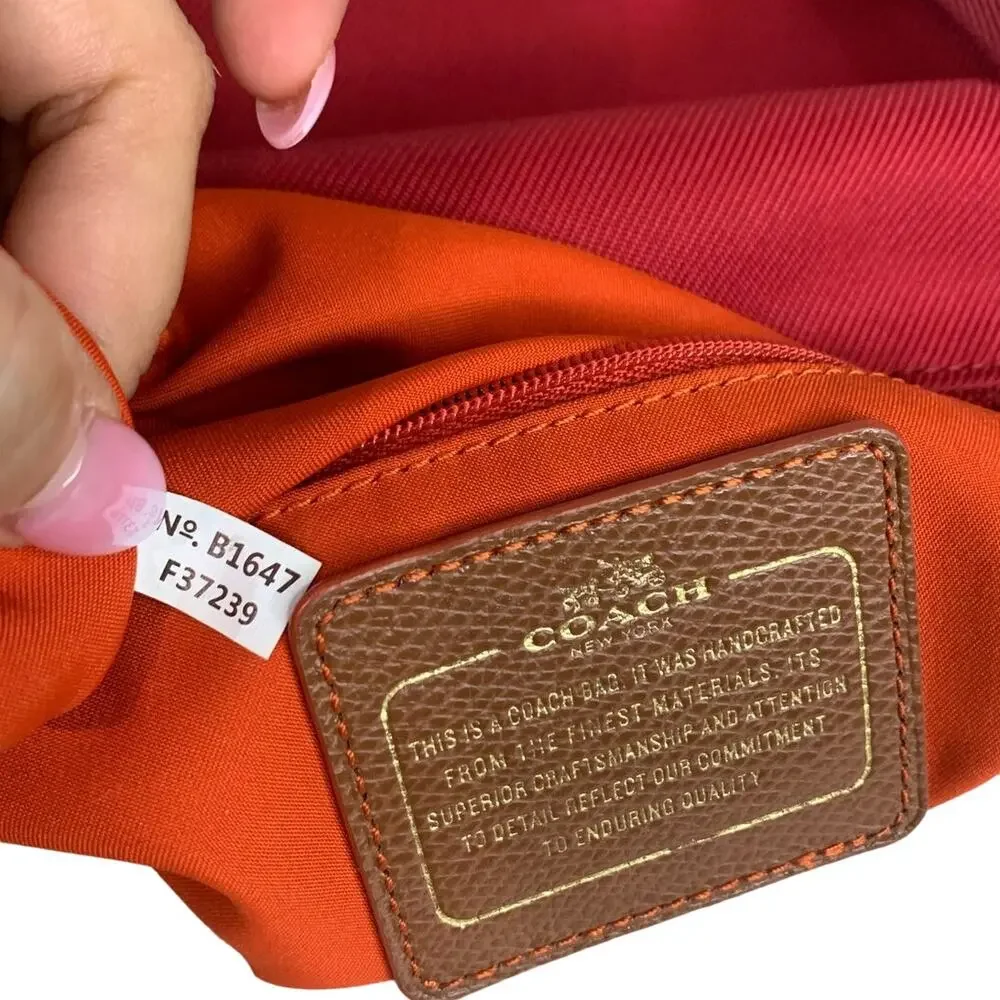 COACH Red Orange Brown Nylon Crossbody